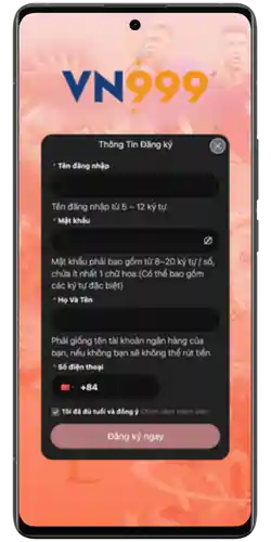 Đăng ký tài khoản tại VN999